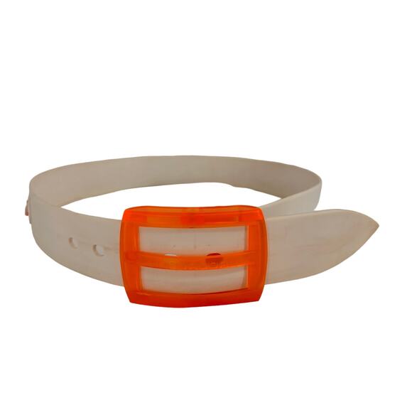 Fedaboa White & Orange Classic Rubber Belt - Picture 1 of 7